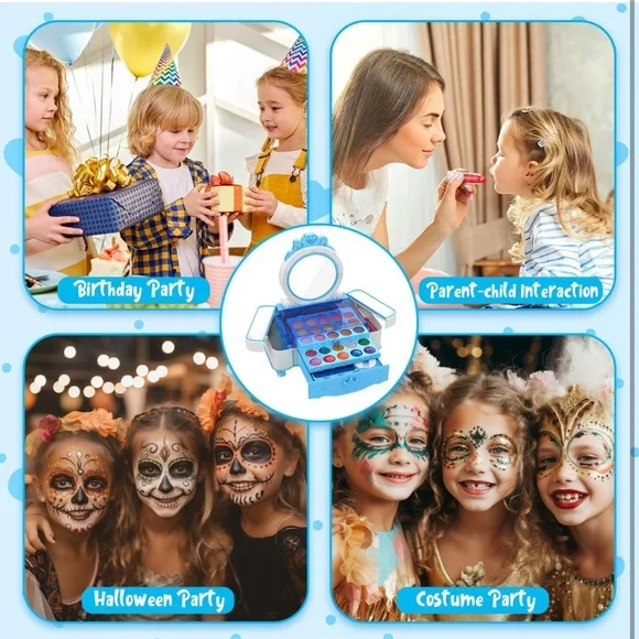 Kids Makeup Vanity Blue Toy Girls Boys Makeup Kit Dress Up Birthday Princess SM8 - Picture 9 of 11